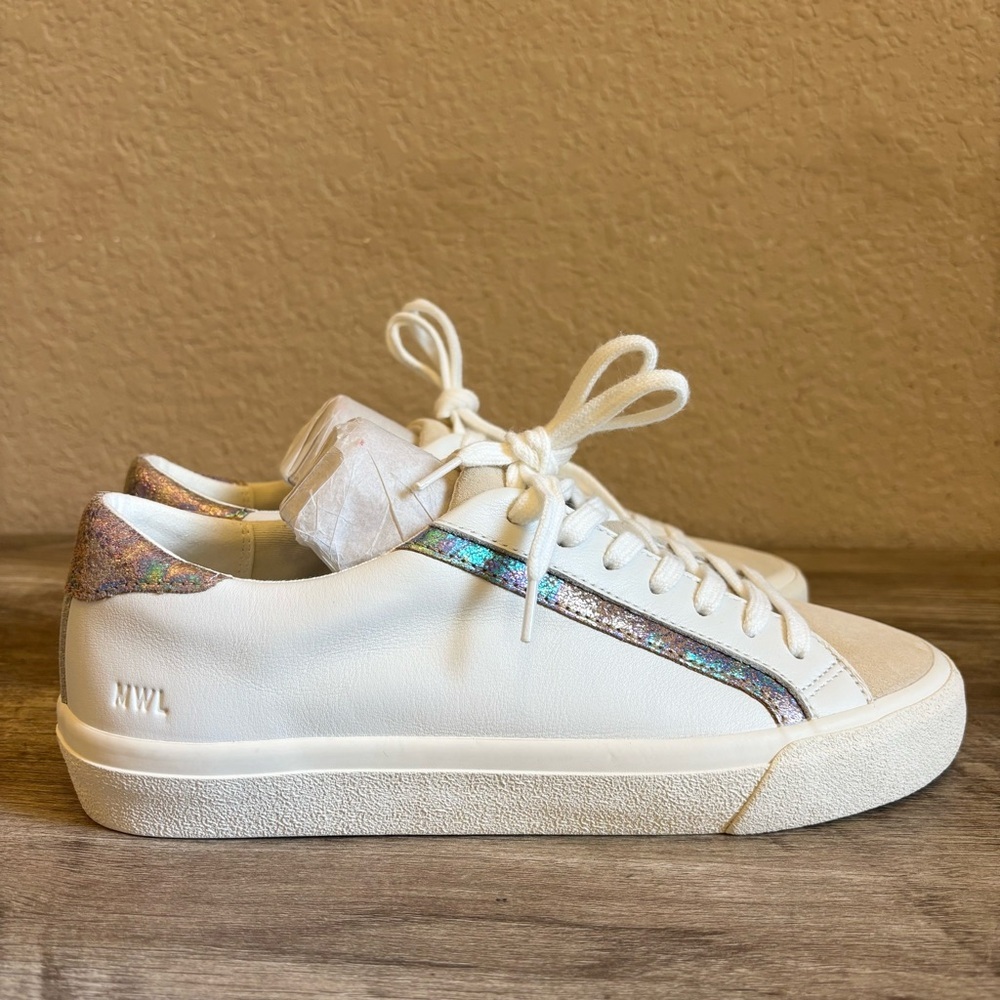 NWOB Madewell Sidewalk Low-Top Sneakers in Iridescent Leather - Picture 2 of 14
